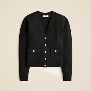 J. Crew Patch Pocket Front Cardigan Sweater in Black Size Small